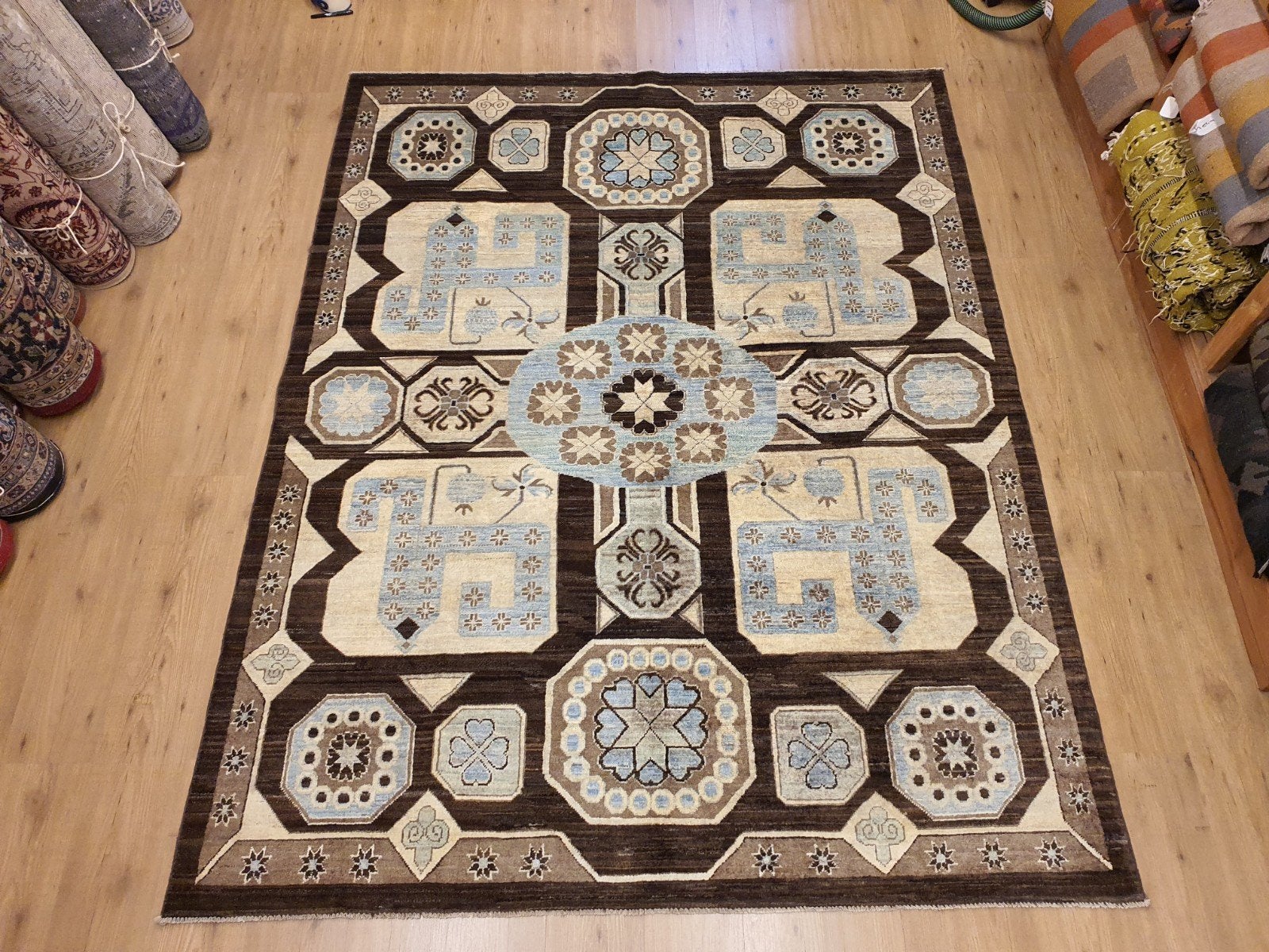 Handgeknoopt oosters tapijt modern design 244x192, Info@SlatsAntiek.nl, Perzisch, 150 tot 200 cm, Vof Slats Antiek