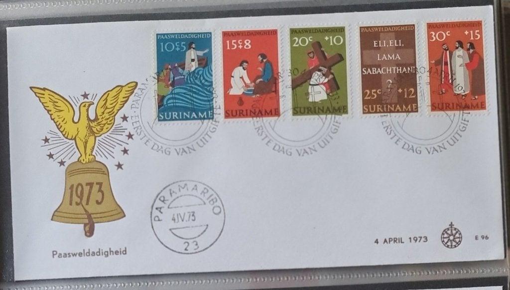Suriname: enveloppen + losse zegels 1973, Ophalen of Verzenden, Onbeschreven, Rest van de wereld