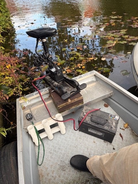Elektrische boegmotor Haswing cayman 55lbs incl accu, Ophalen, Gebruikt, Overige typen