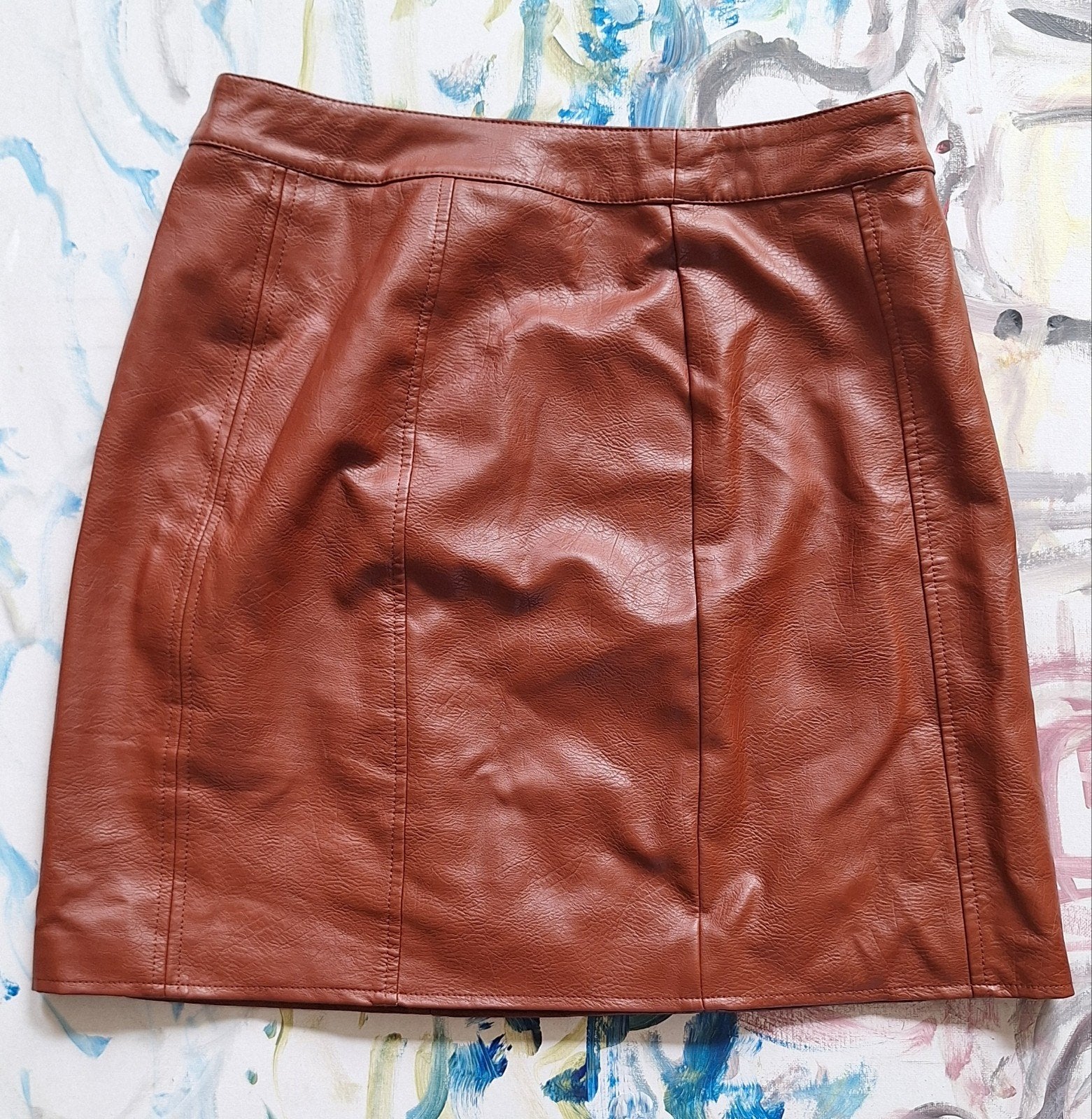 Bruine leren rok maat M, Maat 38/40 (M), Bruin, Ophalen of Verzenden, Zo goed als nieuw