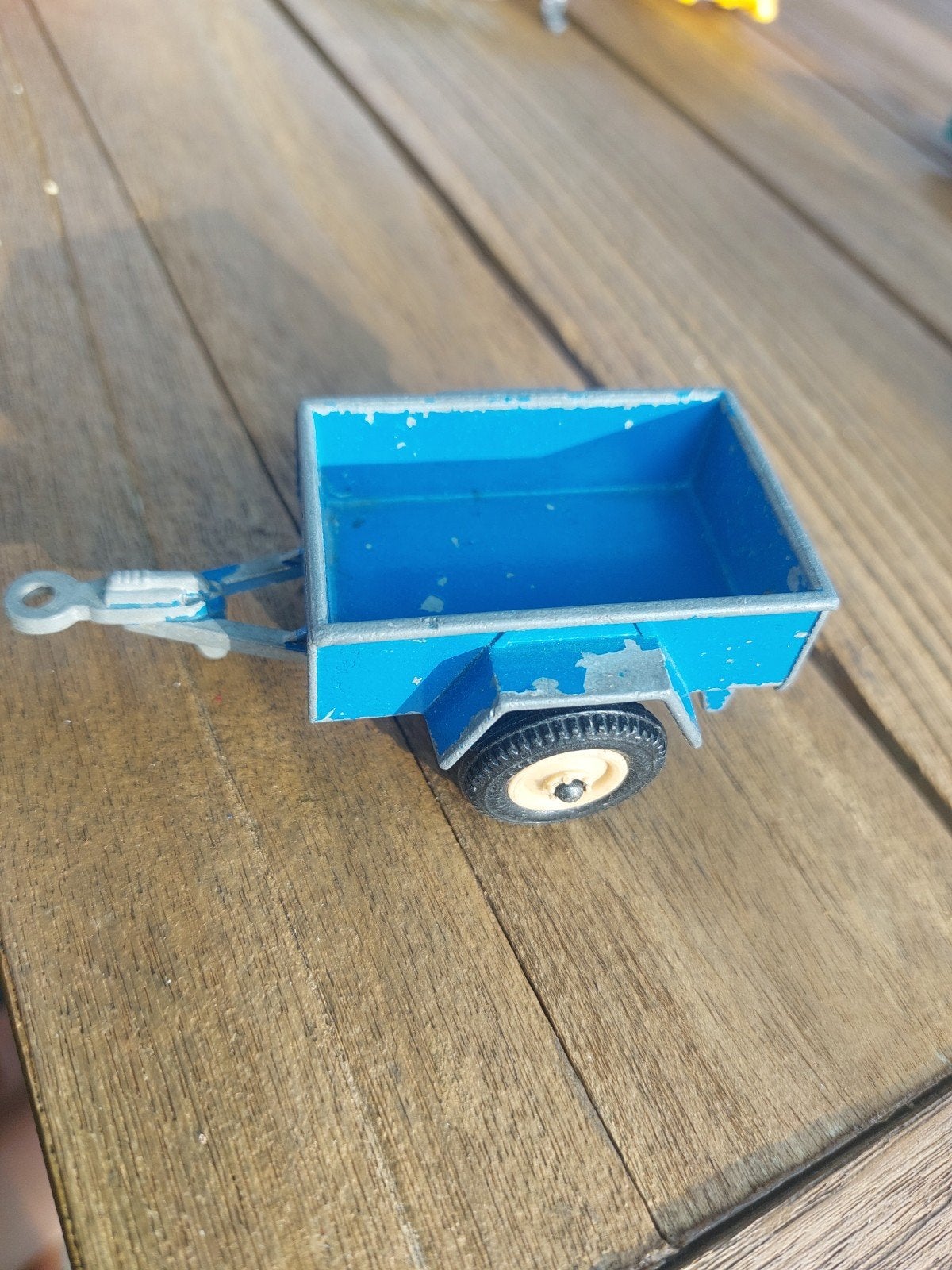 Vintage speelgoed aanhanger blauw metaal, Ophalen of Verzenden, Gebruikt