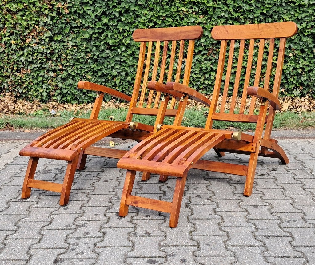 2 Kings teakhouten deckchairs zeer mooi, inklapbaar, Tuin en Terras, Ophalen, Kings, Teakhout, Niet bekend