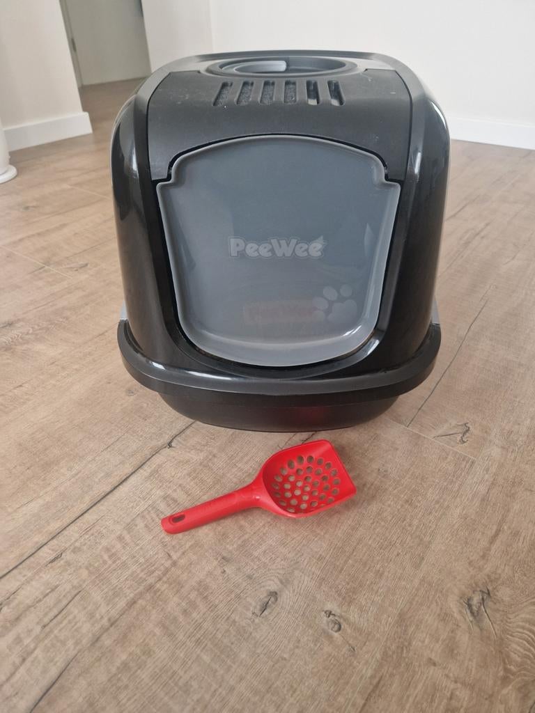 Zwarte PeeWee xxl kattenbak met zak houtkorrels, schepje en, Dieren en Toebehoren, Kattenbakken, Ophalen of Verzenden, Gebruikt