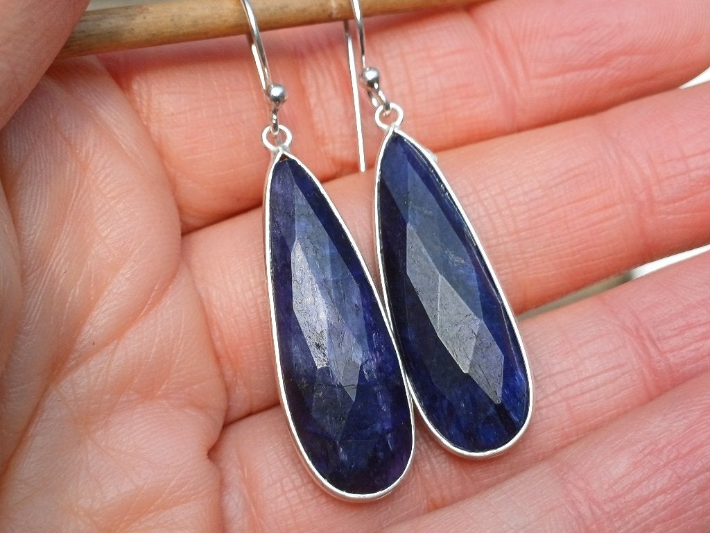 Vanoli 925 zilveren oorbellen met ruwe saffier, Daiva1973@hotmail.com, Hangers, Vanoli, Blauw