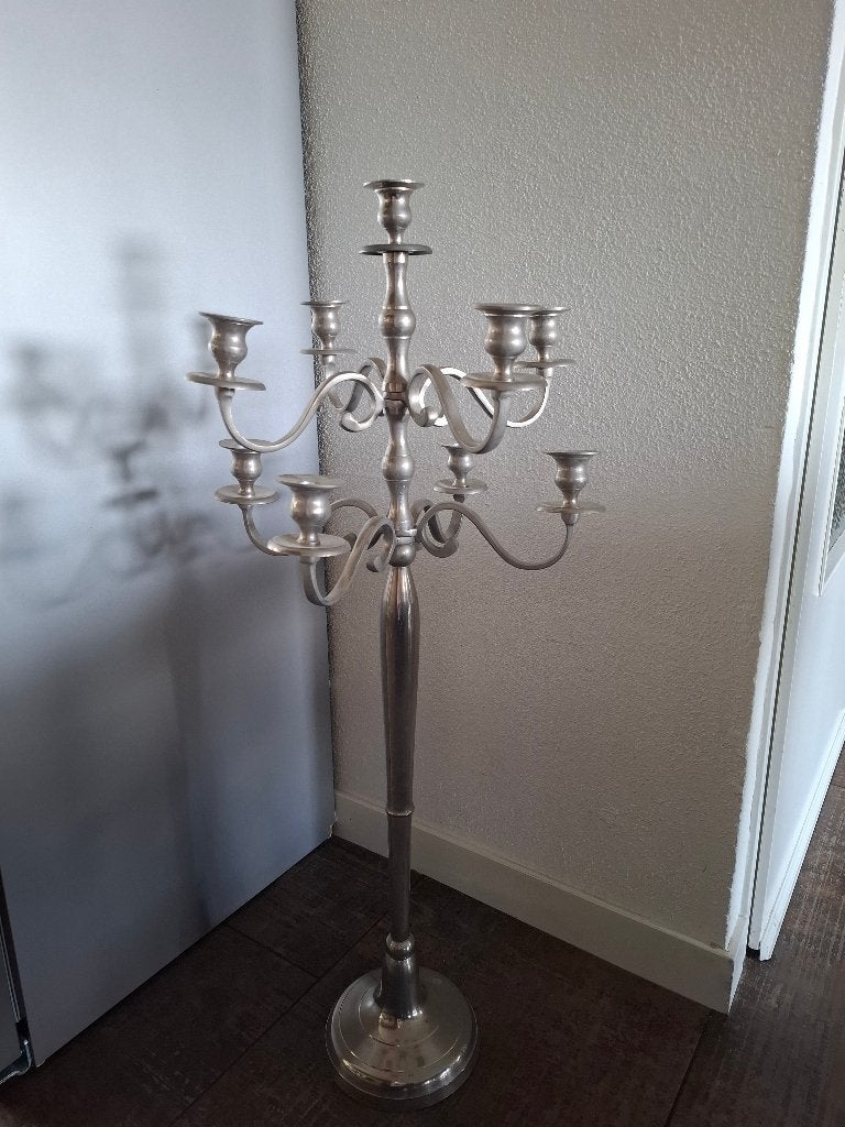 Staande kandelaar, Huis en Inrichting, Gebruikt, Metaal, Kandelaar, Zilver