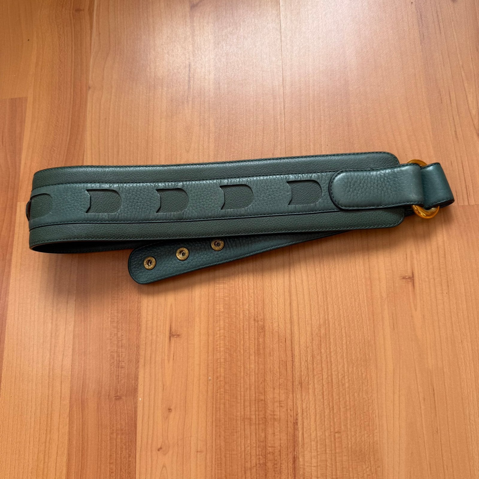 Ceintuur/Riem Delvaux donkergroen leder maat 75 als nieuw, Ophalen, Overige kleuren, Minder dan 80 cm, Echt leder