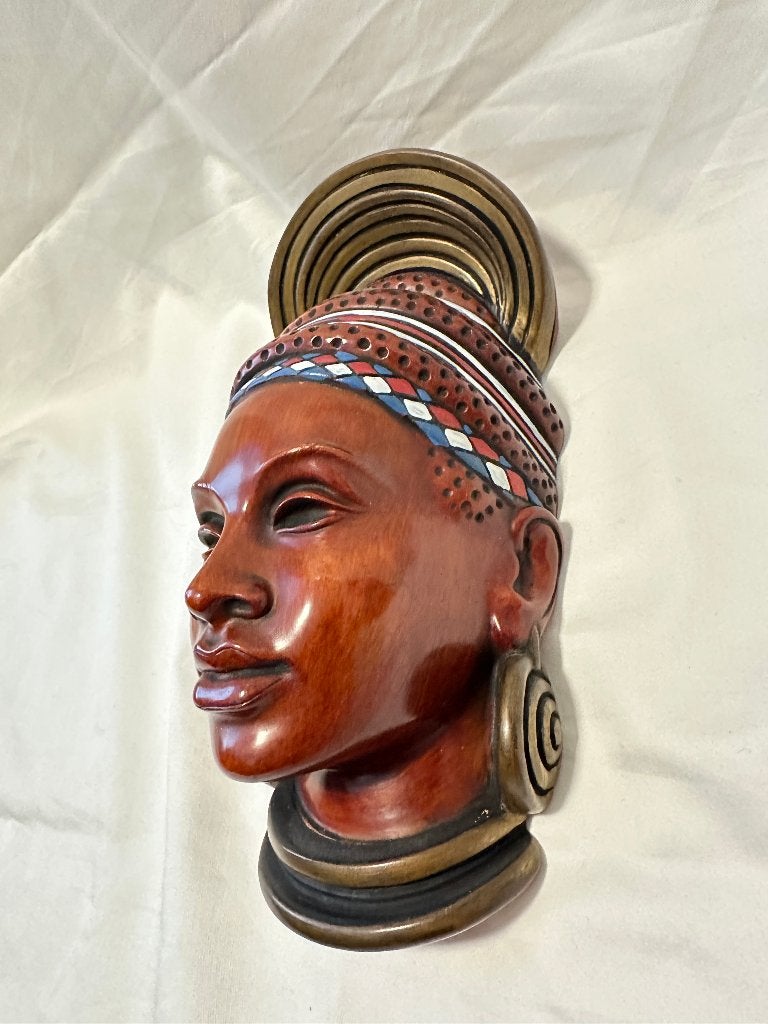 Vintage Wand masker van keramiek - Achatit Germany -, Gebruikt, Wandhanger, Steen/keramiek, Ophalen of Verzenden