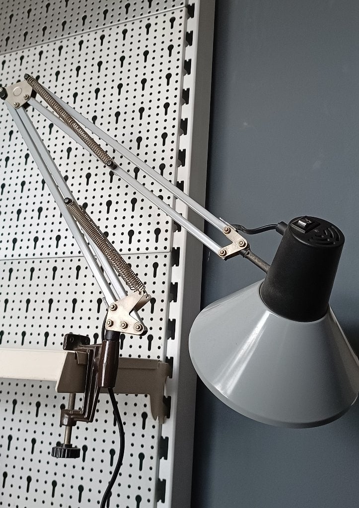 vintage architectenlamp (grijs/zwart) bureaulamp -tafellamp, Bureaulamp, Gebruikt, Overige merken, Vintage