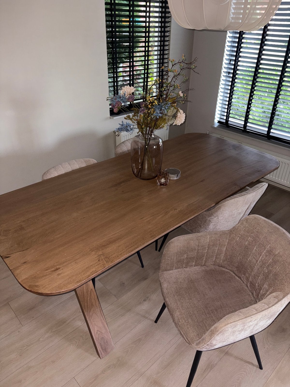 Eikenhouten eettafel 220x94cm - Leen Bakker, Huis en Inrichting, Ophalen, Eikenhout, 200 cm of meer, 50 tot 100 cm