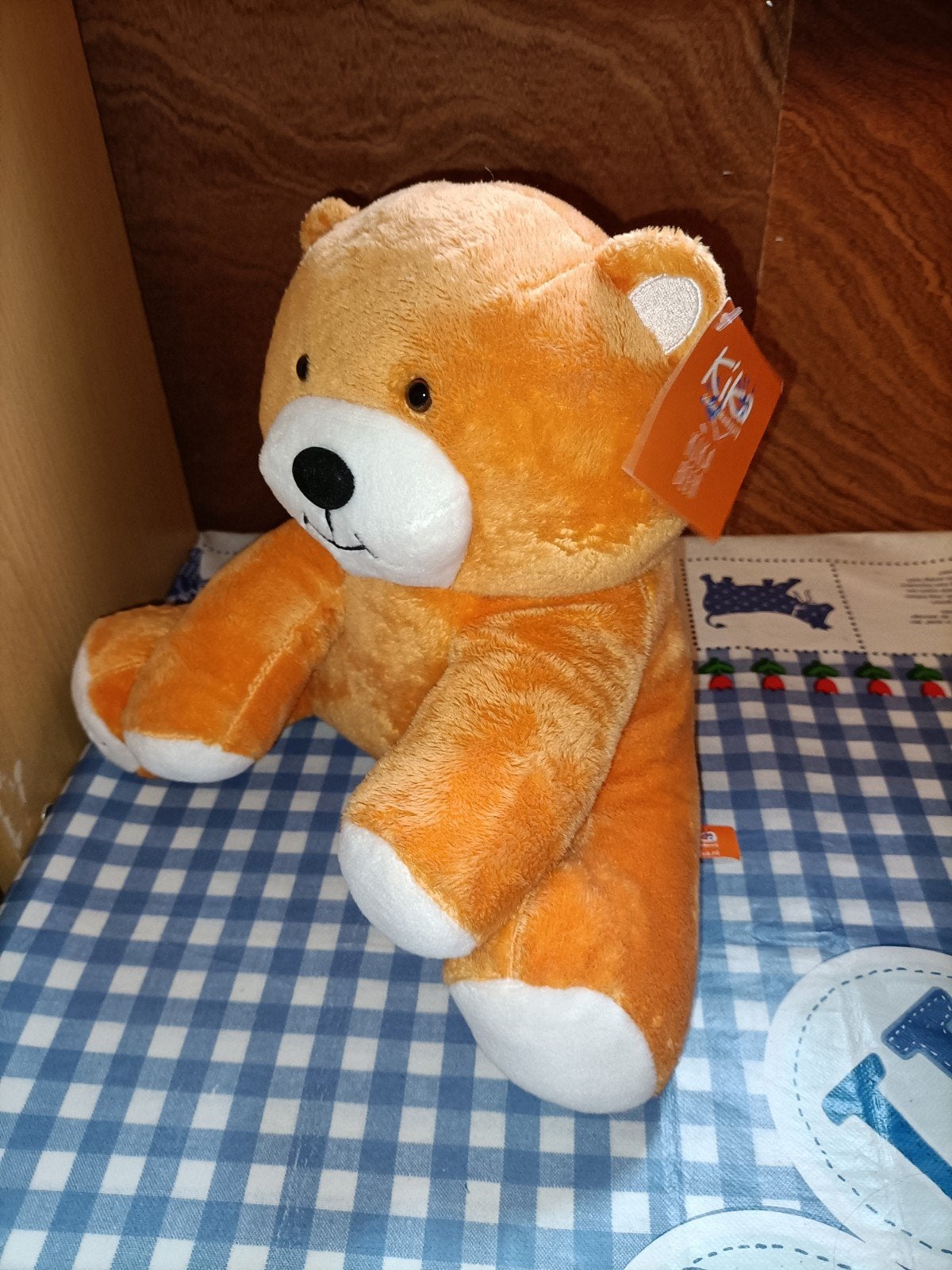 Oranje Kika beer knuffel met kaartje 25 cm, Ophalen of Verzenden, Zo goed als nieuw, Beer