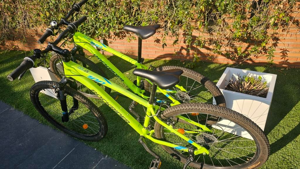 Rockrider ST 100 Mountainbike - Geel/Groen, Velgrem, Versnellingen, Minder dan 49 cm, Zo goed als nieuw