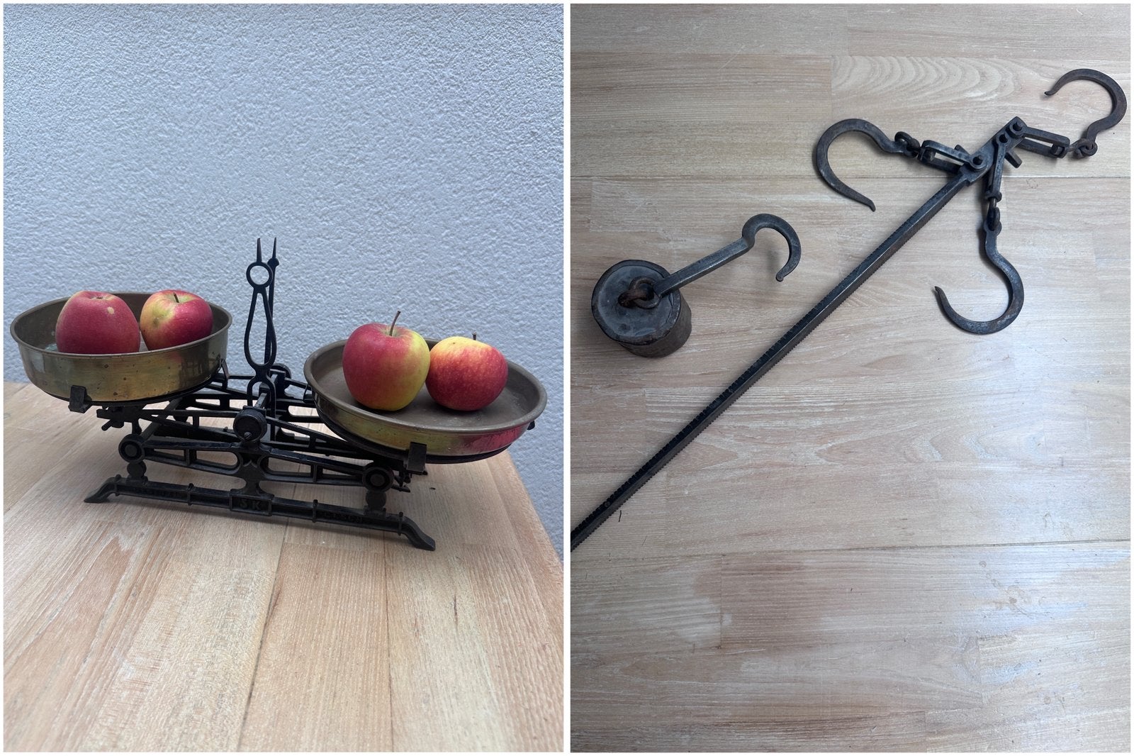 Antieke Weegschalen Set: Tafelweegschaal & Plafondweegschaal, Ophalen