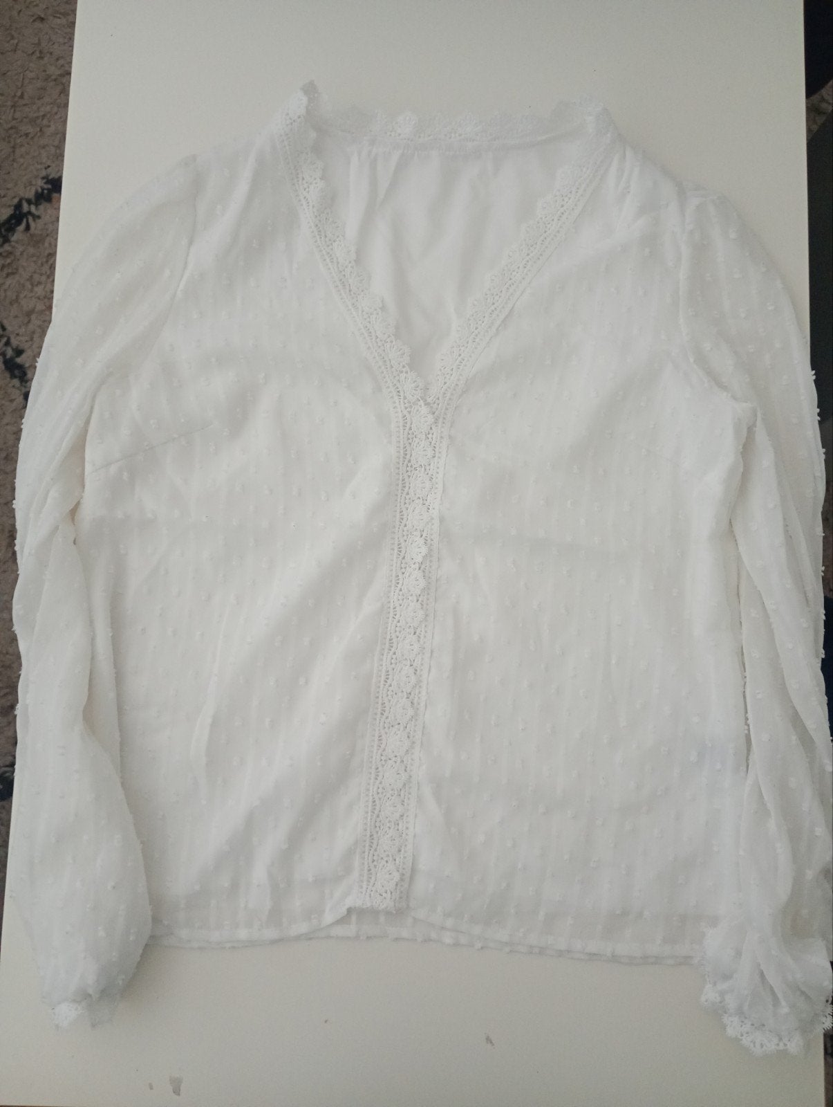Witte Shein blouse maat S met kanten details, Wit, Ophalen of Verzenden, Zo goed als nieuw, SHEIN