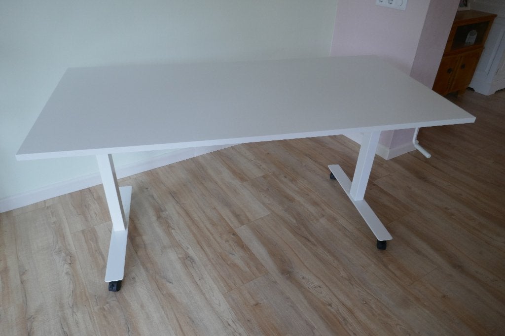 Ikea verstelbaar zit/sta bureau 160 breed, Ophalen, Zit-sta bureau, 160 cm, Spaanplaat of MDF