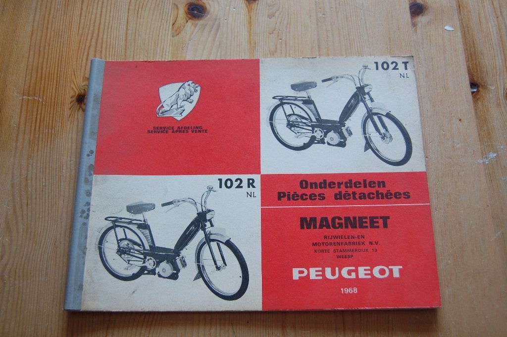 Peugeot 102 R en 102 T onderdelenboek uitgave 1968, Fietsen en Brommers, Handleidingen en Instructieboekjes, Ophalen of Verzenden