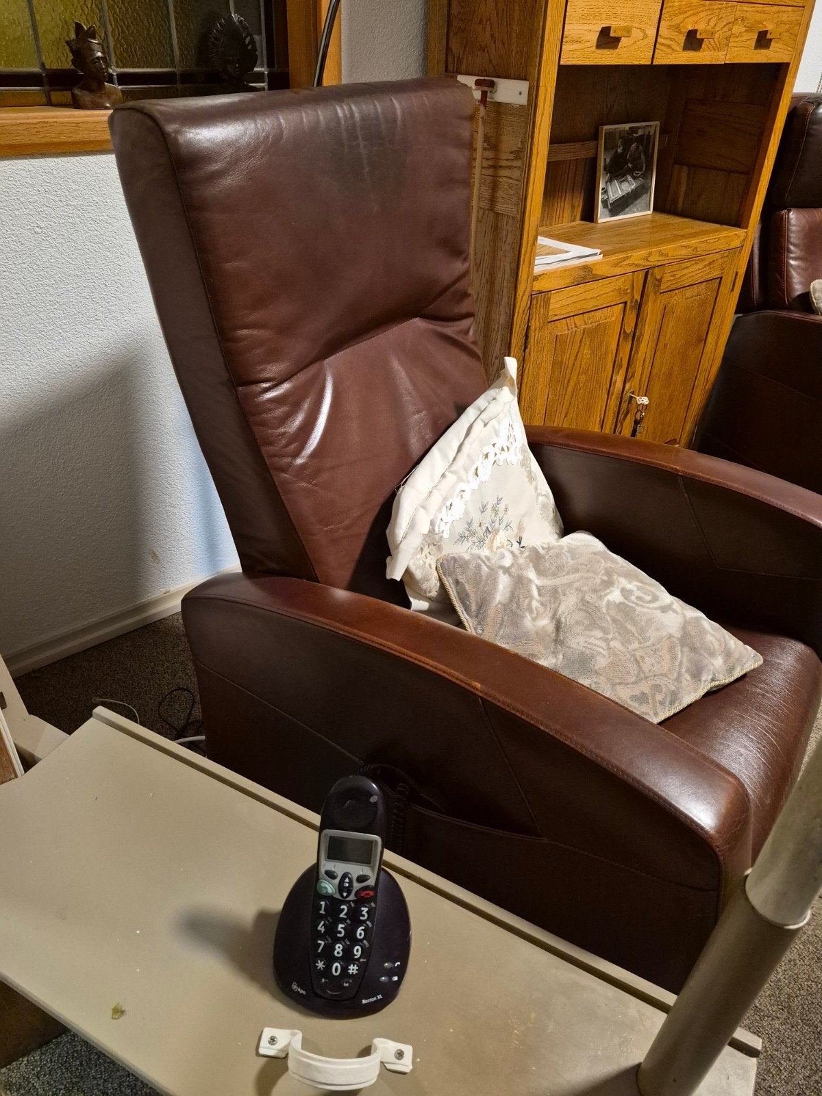 Comfortabele bruine leren fauteuils, Ophalen, Gebruikt, Klassiek, Comfortabel, Bruin