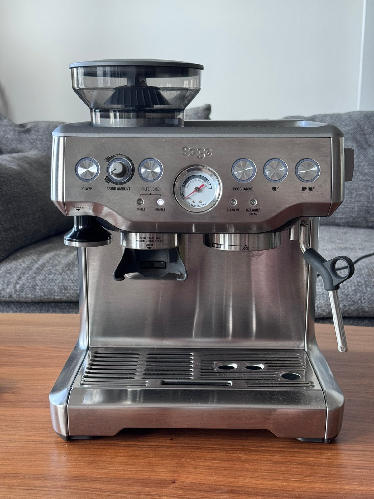 Sage Barista Express RVS, Ophalen, Zo goed als nieuw, Espresso apparaat