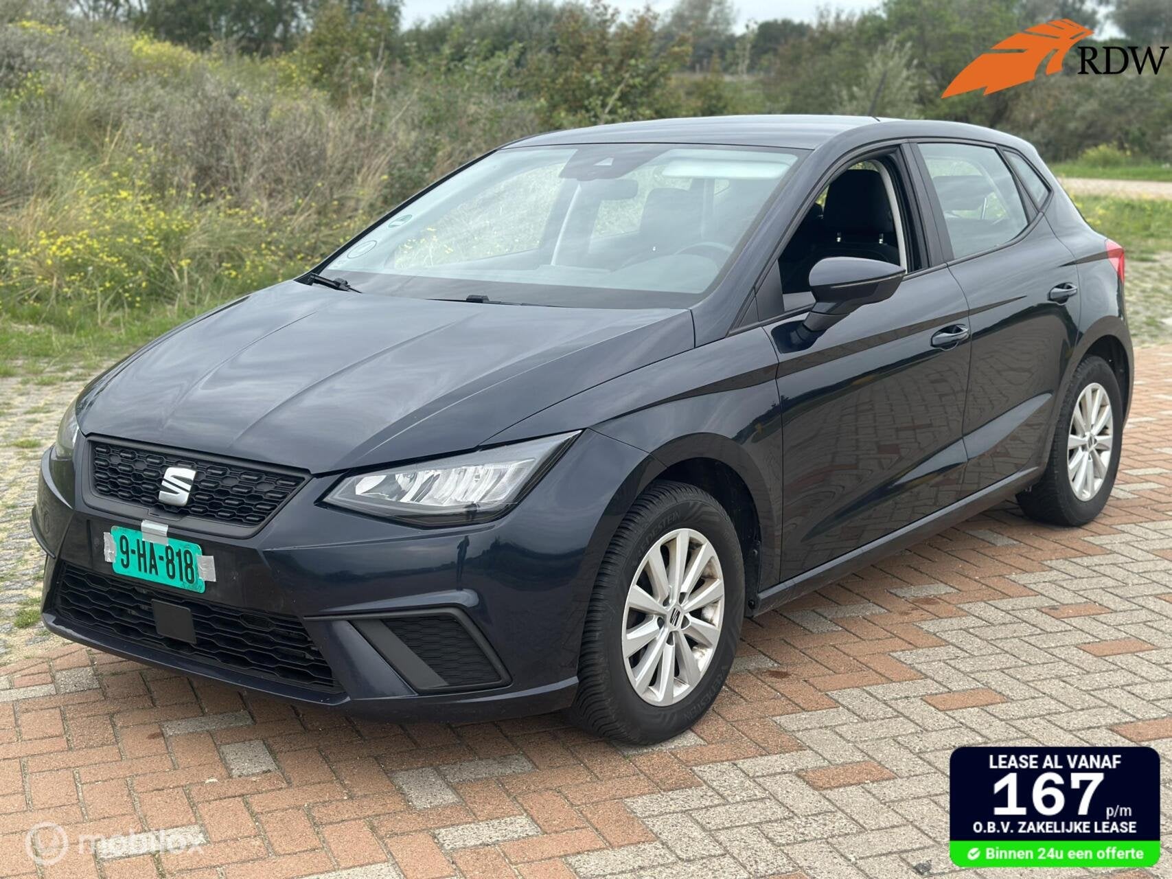 Seat Ibiza 1.0TSI | Aut | PDC | Facelift | Led | Stoelverwar, Auto's, Gebruikt, Zwart, Overige carrosserieën, Blauw