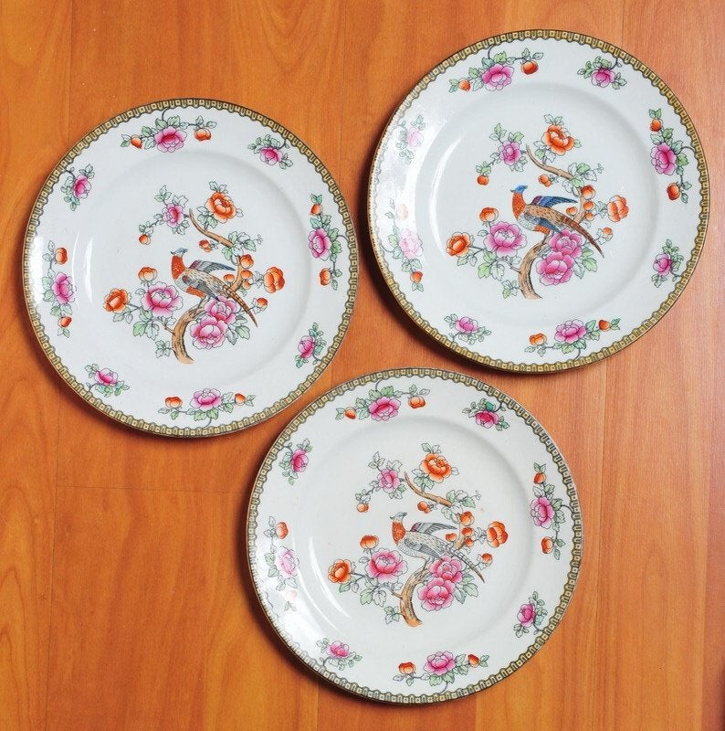 Set van 3 vintage Pheasant Wieldon Ware borden, Ophalen of Verzenden