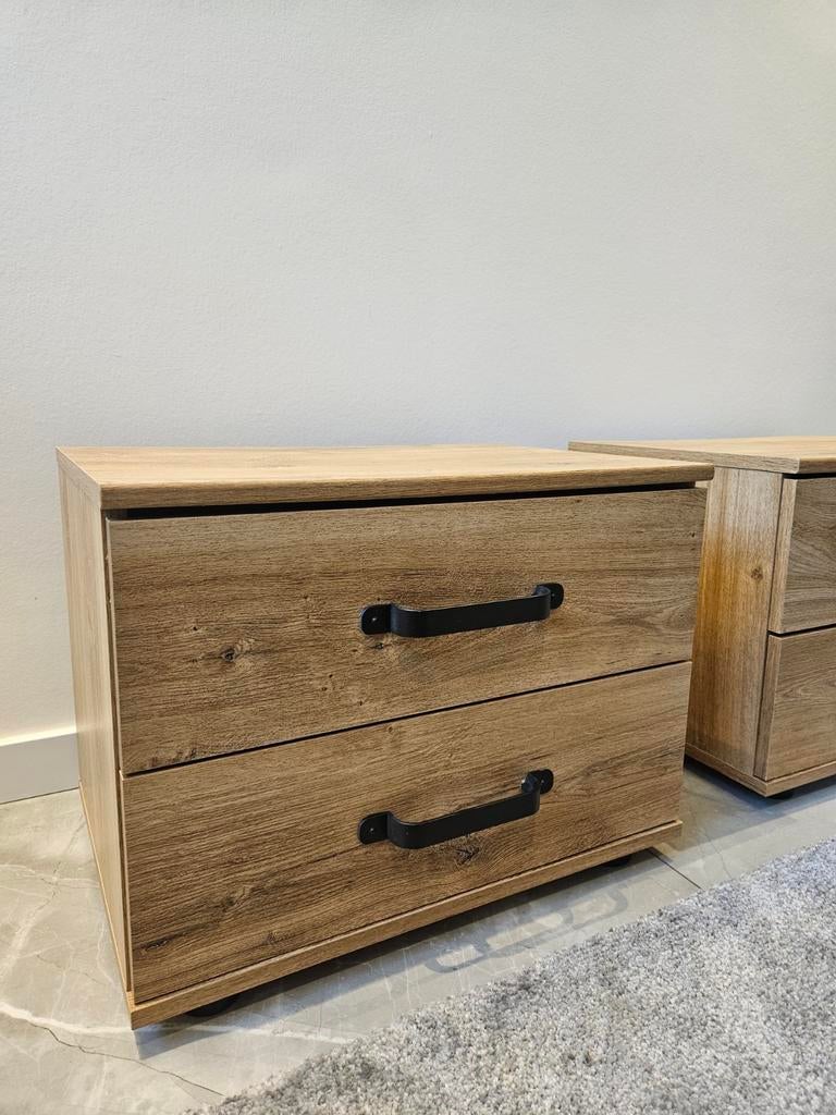 Nachtkastjes met 2 laden - Set van 2, Huis en Inrichting, Ophalen, Modern, Industrieel, 1 of 2 laden, 50 tot 100 cm