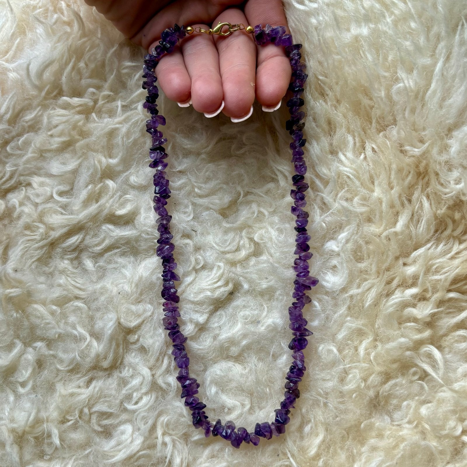 Splitstenen Ketting van Amethist, Sieraden, Tassen en Uiterlijk, Kettingen, Verzenden, Paars, Zo goed als nieuw, Steen of Mineraal