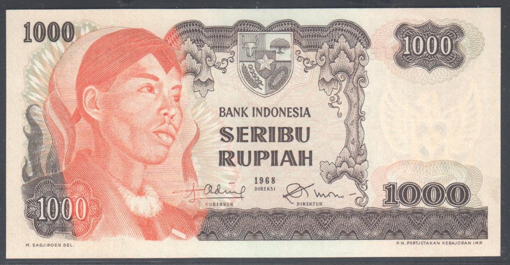 Indonesia 1000 Rupiah 1968  Generaal Sudirman, Postzegels en Munten, Verzenden, Zuidoost-Azië, Los biljet