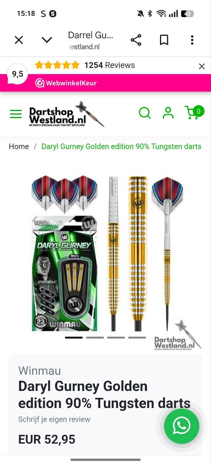Daryl Gurney Goud 23 gram dartpijlen (alleen barrels), Ophalen of Verzenden, Gebruikt, Pijlen
