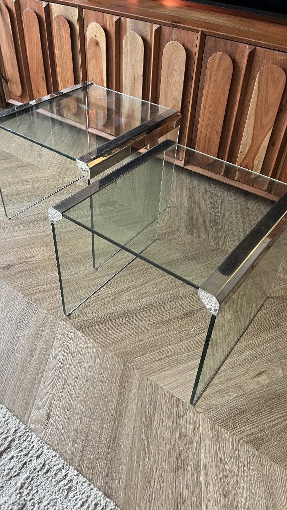 2 glazen salontafels Gallotti & Radice, Minder dan 50 cm, Gebruikt, Minder dan 50 cm, Ophalen of Verzenden