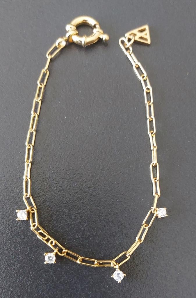 Armbandje Goudkleur met steentjes, Ophalen of Verzenden, Nieuw