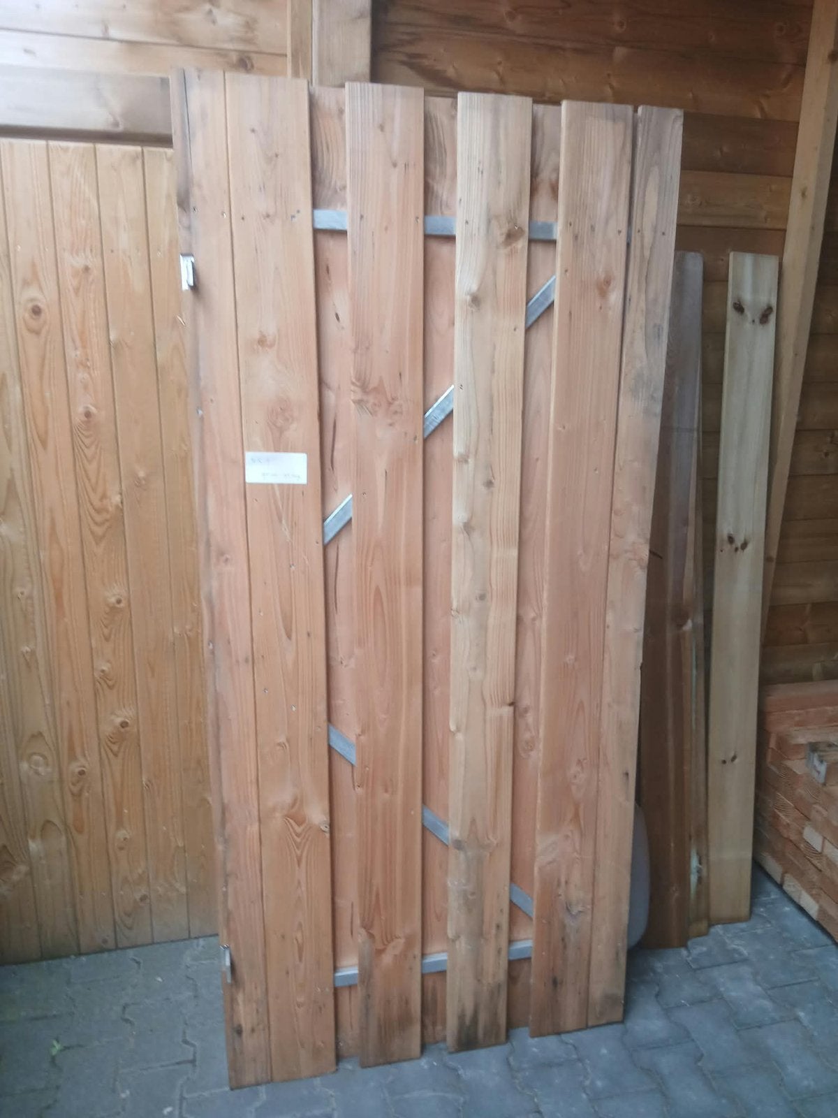 Douglas poort met ijzeren frame 90 cm br en 1.95 m hoog nr 9, Ophalen, Nieuw, 150 tot 200 cm, Hout