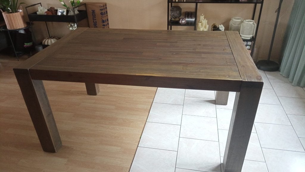 Houten eettafel - past bij salontafel en dressoir, Ophalen, Gebruikt, 100 tot 150 cm, Modern Landelijk