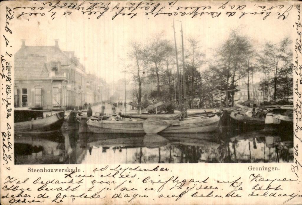 Groningen - Steenhouwerskade - Boten, Ophalen of Verzenden, Voor 1920, Gelopen, Groningen