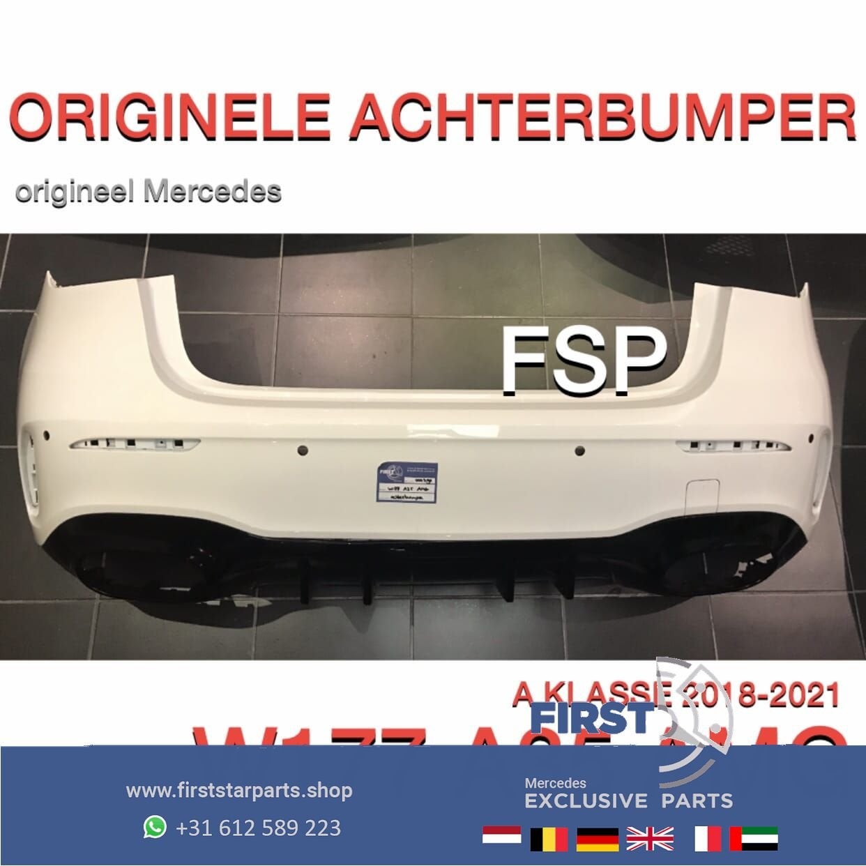 W177 A35 AMG ACHTERBUMPER WIT + DIFFUSER Mercedes A Klasse 3, Gebruikt, -, Ophalen of Verzenden, Achter