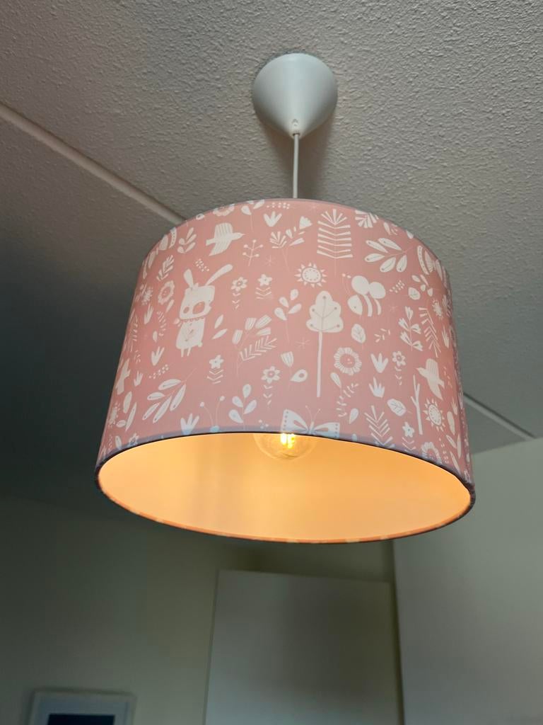 Little Dutch hanglamp roze met print, Ophalen, Gebruikt, Stof, Minder dan 50 cm