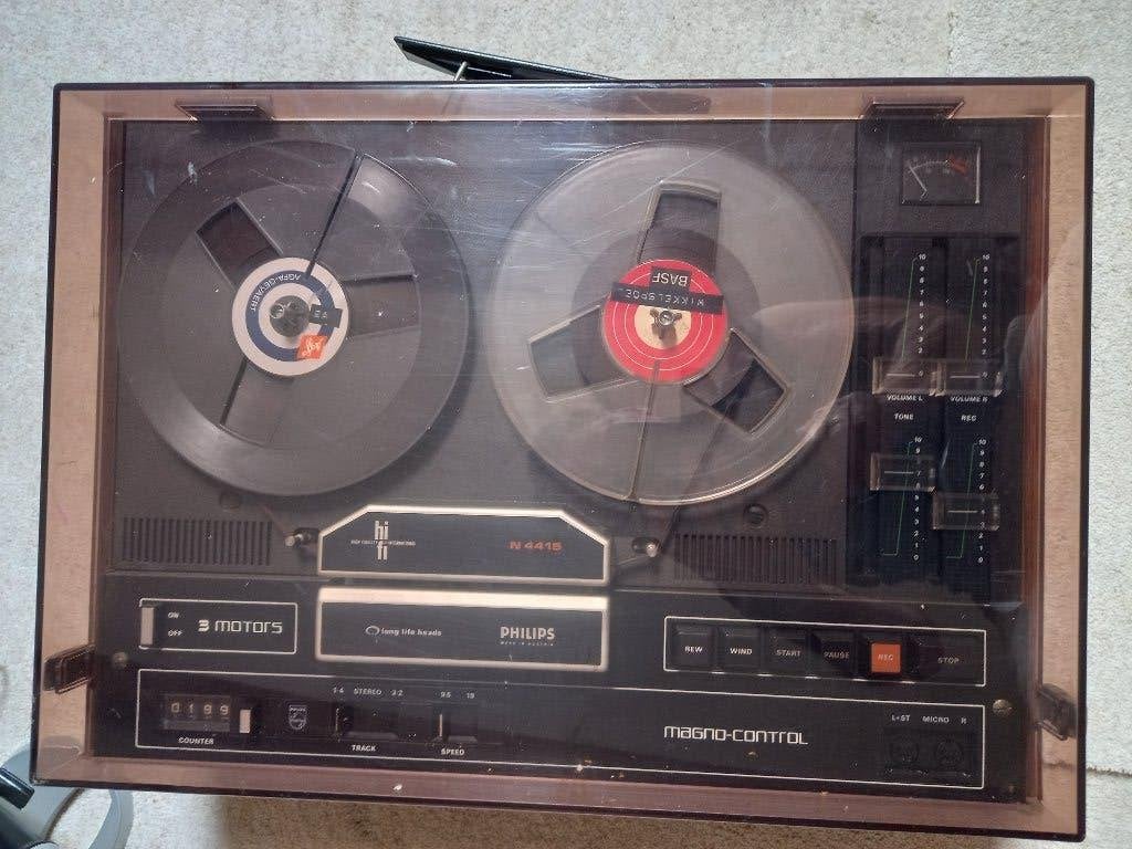 Philips N4415 Bandrecorder met microfoon en luidsprekers, Ophalen, Bandrecorder, Met banden