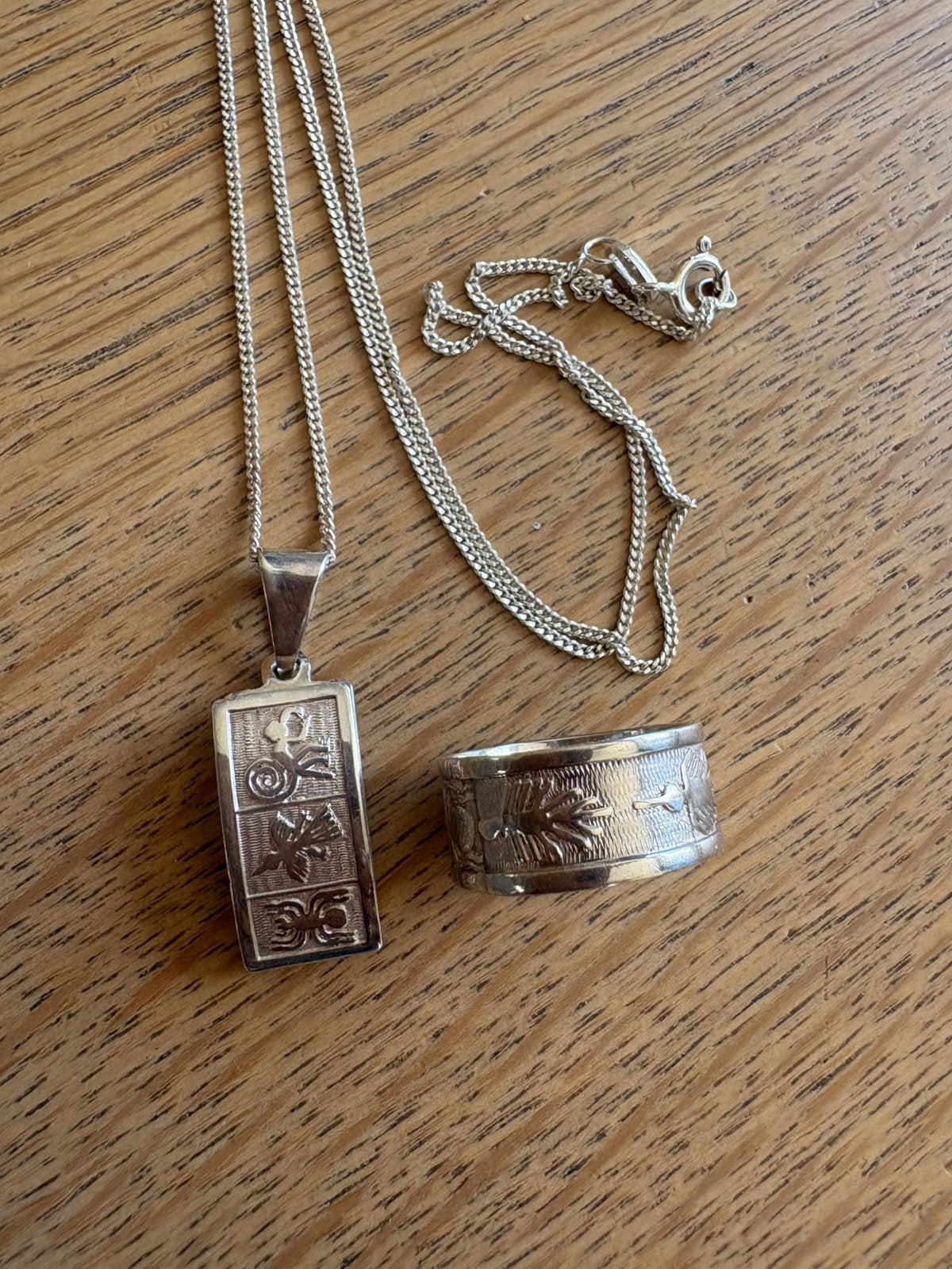 Mooie zilveren set ❤️ ketting en ring uit Peru, Ophalen of Verzenden, Zo goed als nieuw, Zilver