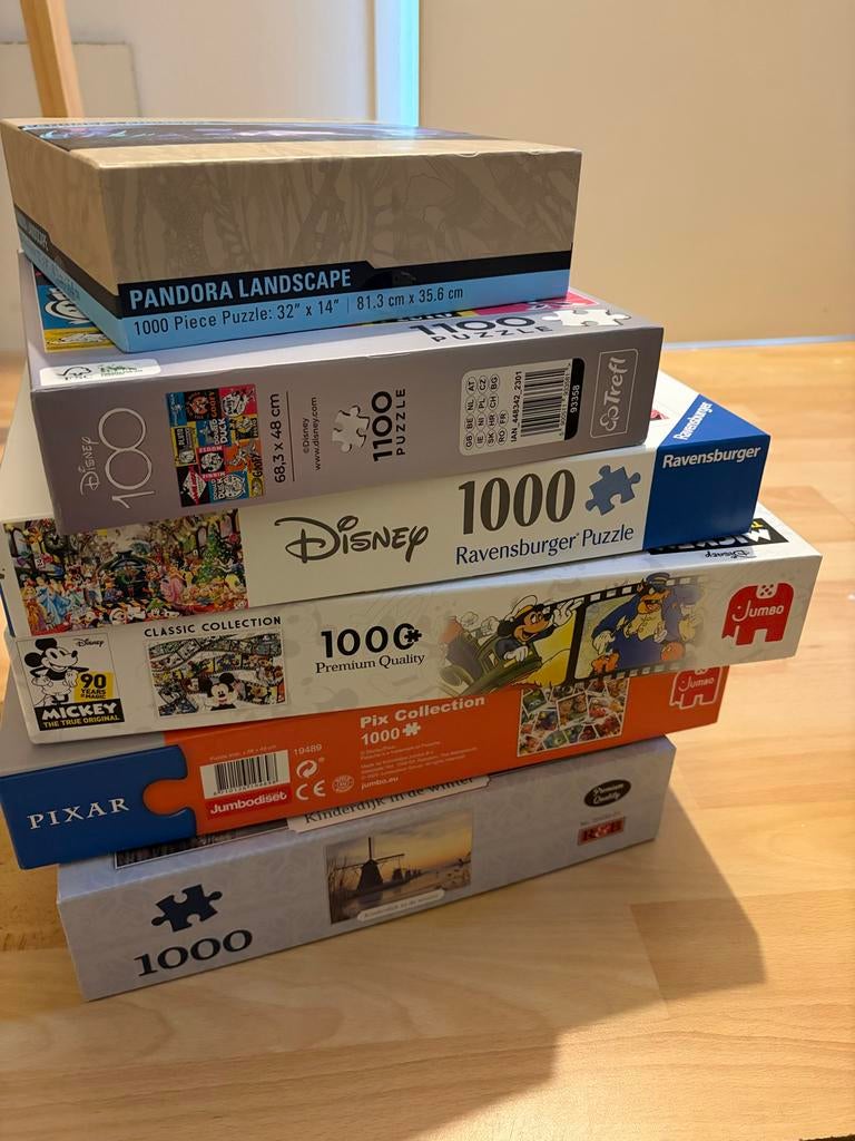 Diverse puzzels: Disney, Pandora, Ravensburger, Jumbo, Ophalen of Verzenden, 500 t/m 1500 stukjes, Gebruikt, Legpuzzel