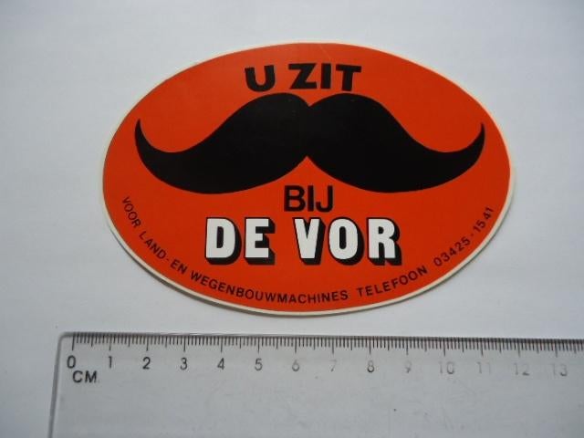 sticker oud DE VOR traktor dealer machine landbouw wegenbouw, Verzenden, Zo goed als nieuw, Bedrijf of Vereniging