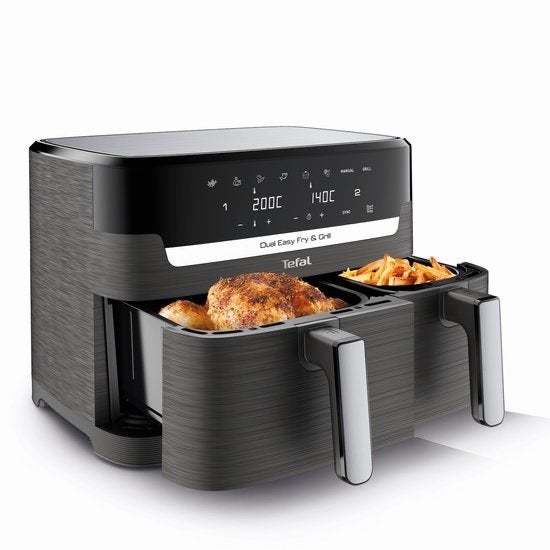Tefal Dual Easy Fry heteluchtfriteuse met dubbele lade, Witgoed en Apparatuur, Airfryers, Ophalen of Verzenden, Nieuw, Airfryer XXL