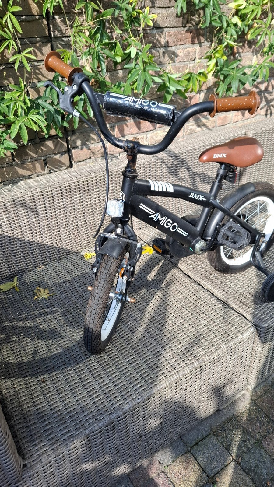 AMIGO BMX Kinderfiets met zijwieltjes - Zwart, Ophalen, Zijwieltjes, Gebruikt, Velgrem
