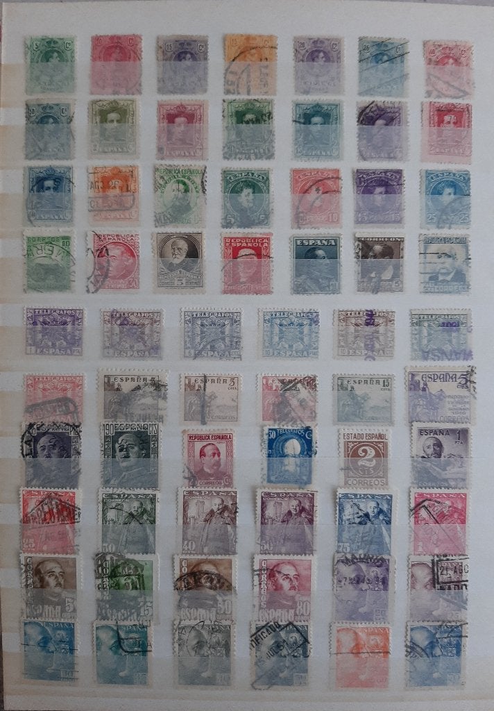 6 Kaarten Oude Klassieke Postzegels Spanje Nr. 7 Gestempeld, Postzegels en Munten, Ophalen, Gestempeld