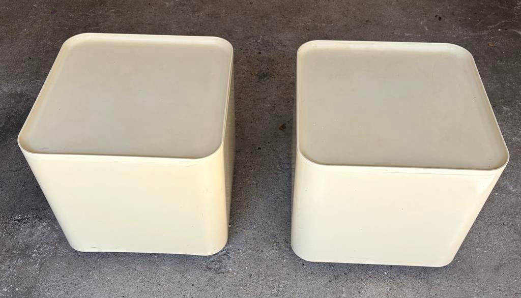 Set van 2 space age Dime trolley Marcello Siard voor Longato, Huis en Inrichting, Minder dan 45 cm, Gebruikt, Vierkant, Ophalen of Verzenden