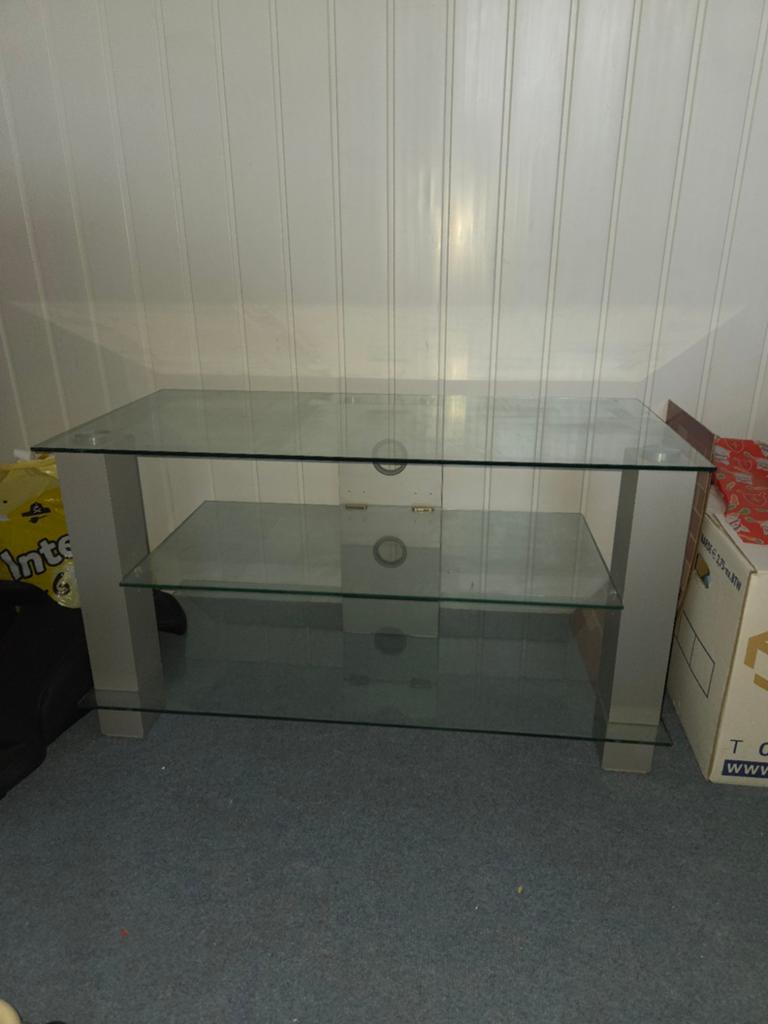 Gratis af te halen: Glazen tv-meubel in Almere, Ophalen, Gebruikt, 100 tot 150 cm, Glas