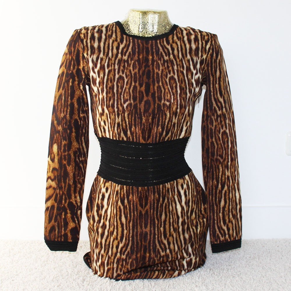 Schitterende Roberto Cavalli Jurk 90 (Maat IT42/NL38) €165,-, Kleding | Dames, Maat 38/40 (M), Bruin, Ophalen of Verzenden, Zo goed als nieuw