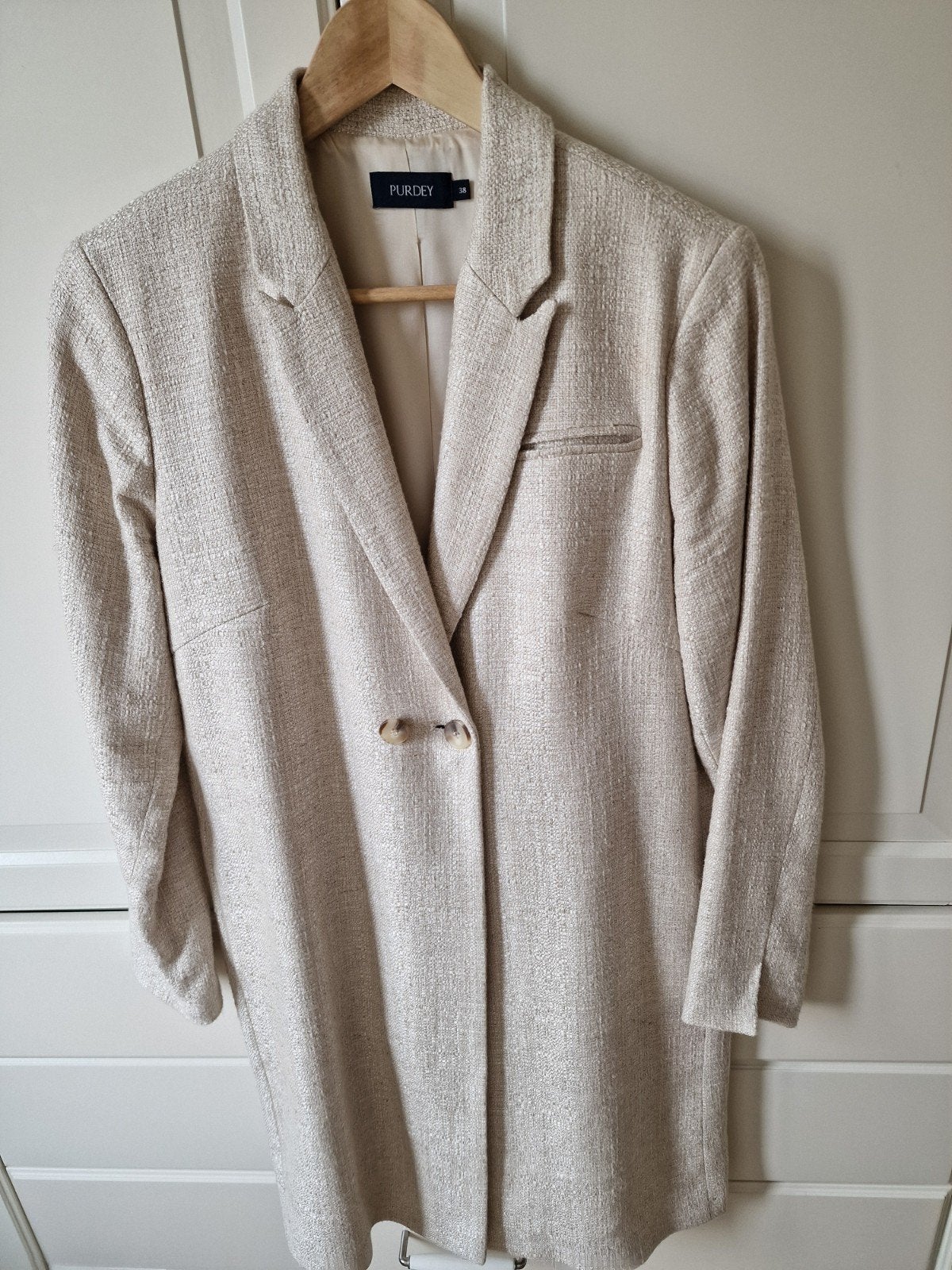 Purdey Jasje Maat 38 (M) - Zo goed als nieuw, Kleding | Dames, Jasjes, Kostuums en Pakken, Maat 38/40 (M), Beige, Ophalen of Verzenden