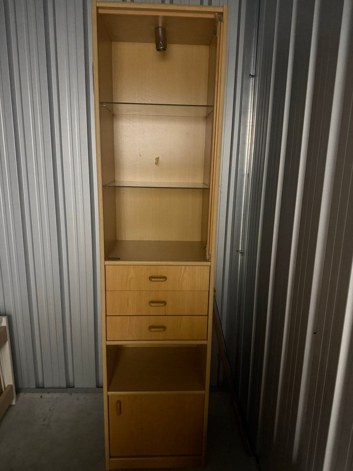 Houten vitrinekast met lades (gratis op te halen), Ophalen, Gebruikt