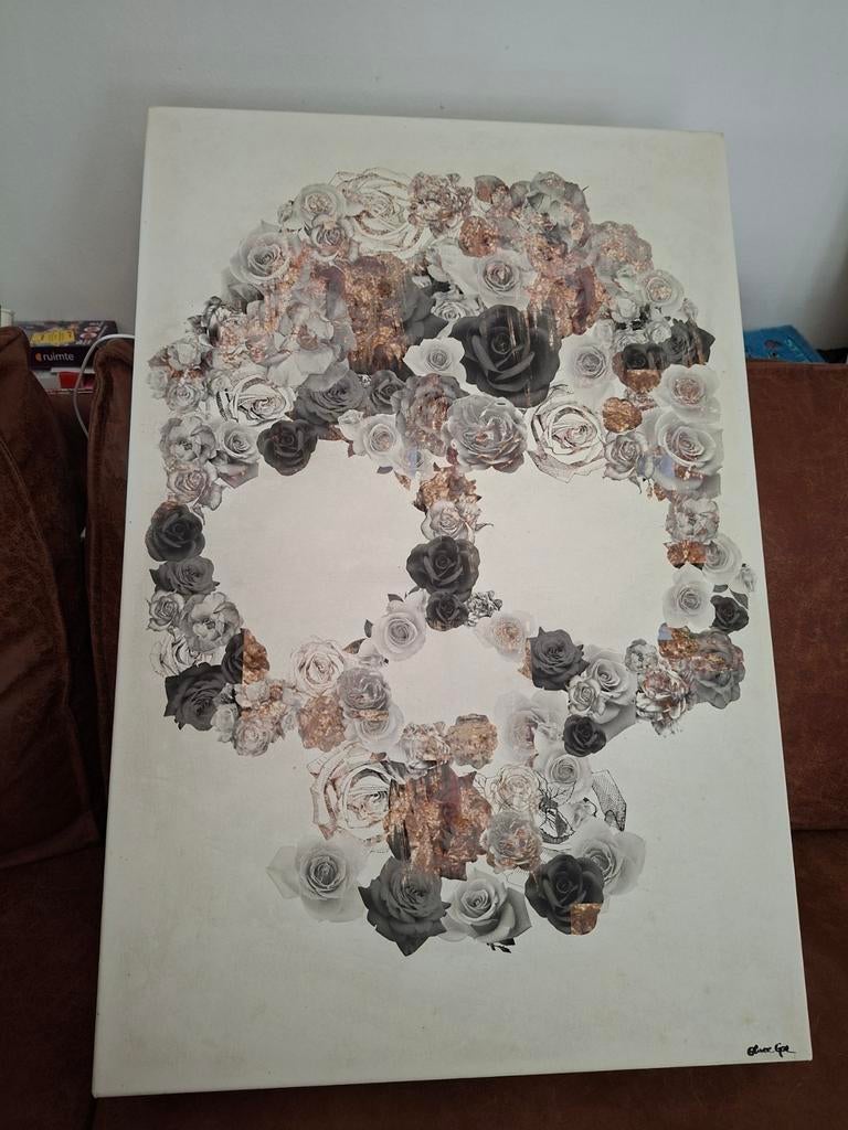 Coole Canvas Flower Skull - 50x70 cm, Ophalen, Gebruikt, 50 tot 75 cm, Print