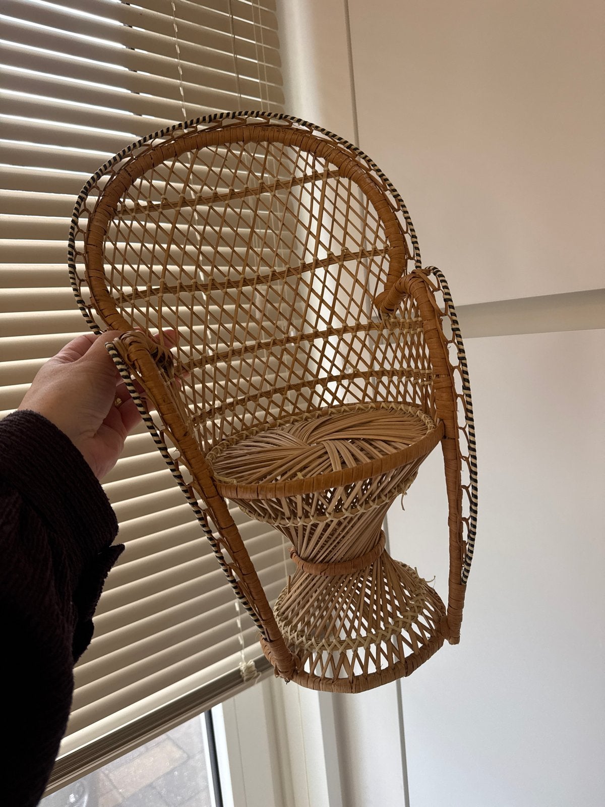 Vintage rotan pauwenstoel - 43 cm hoog, Ophalen