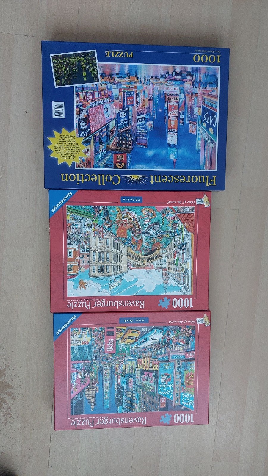 stedelijke Ravensburger puzzels en clemetoni, Hobby en Vrije tijd, Ophalen of Verzenden, 500 t/m 1500 stukjes, Zo goed als nieuw