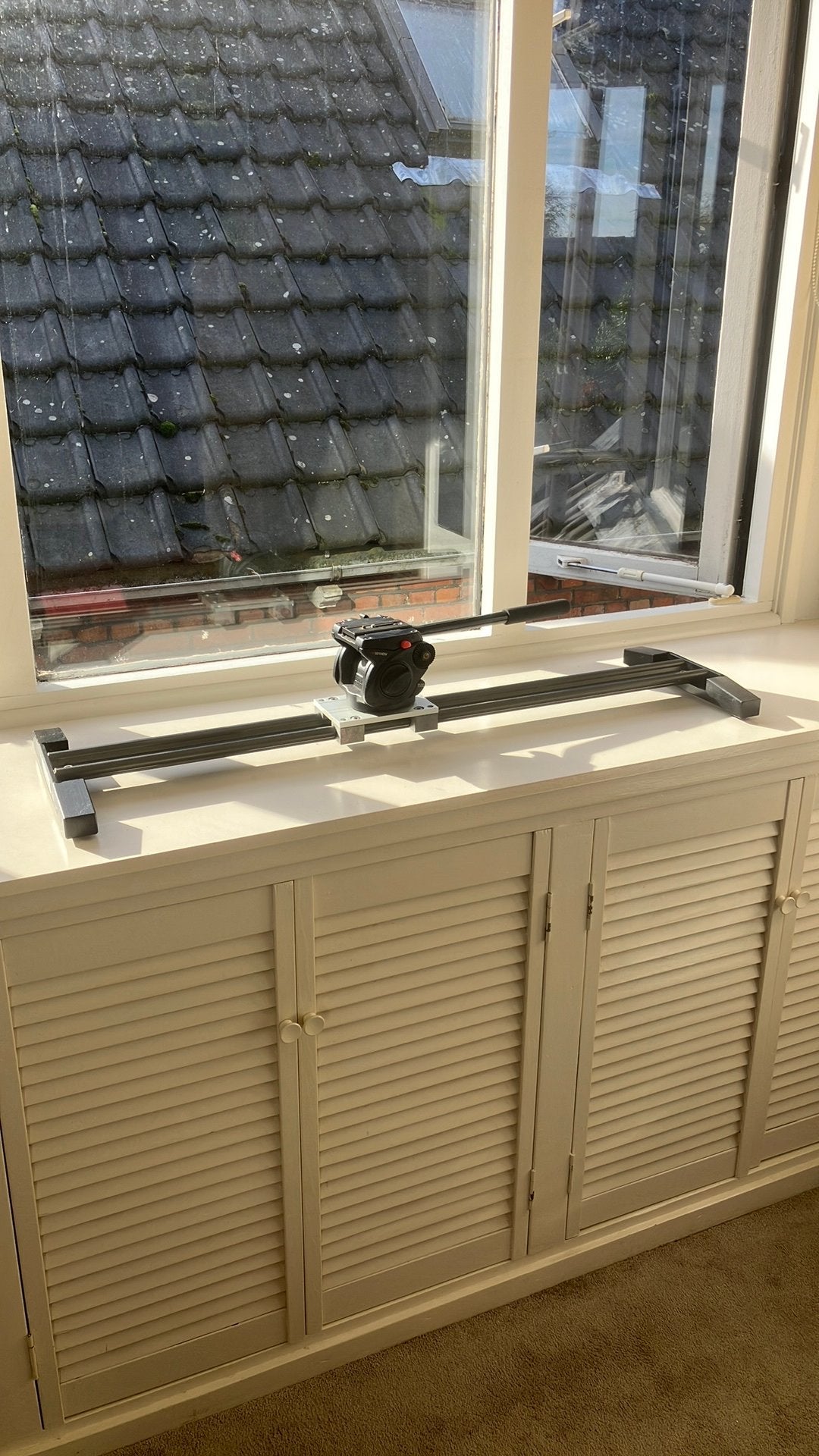 Glidetrack 1 meter met manfrotto 501hdv kop, Ophalen, Zo goed als nieuw, Driepoot